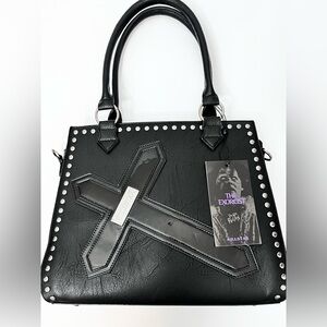 Killstar Exorcist Black Faux Leather Satchel Crossbody Handbag Studs Cross Goth